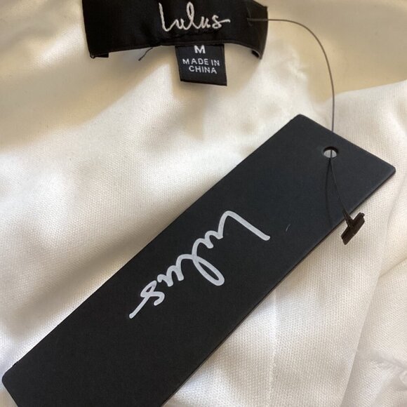 Lulus NWT White Sequin Strapless Feather Trim Mini Dress‎ Medium Formal Evening - Picture 2 of 9